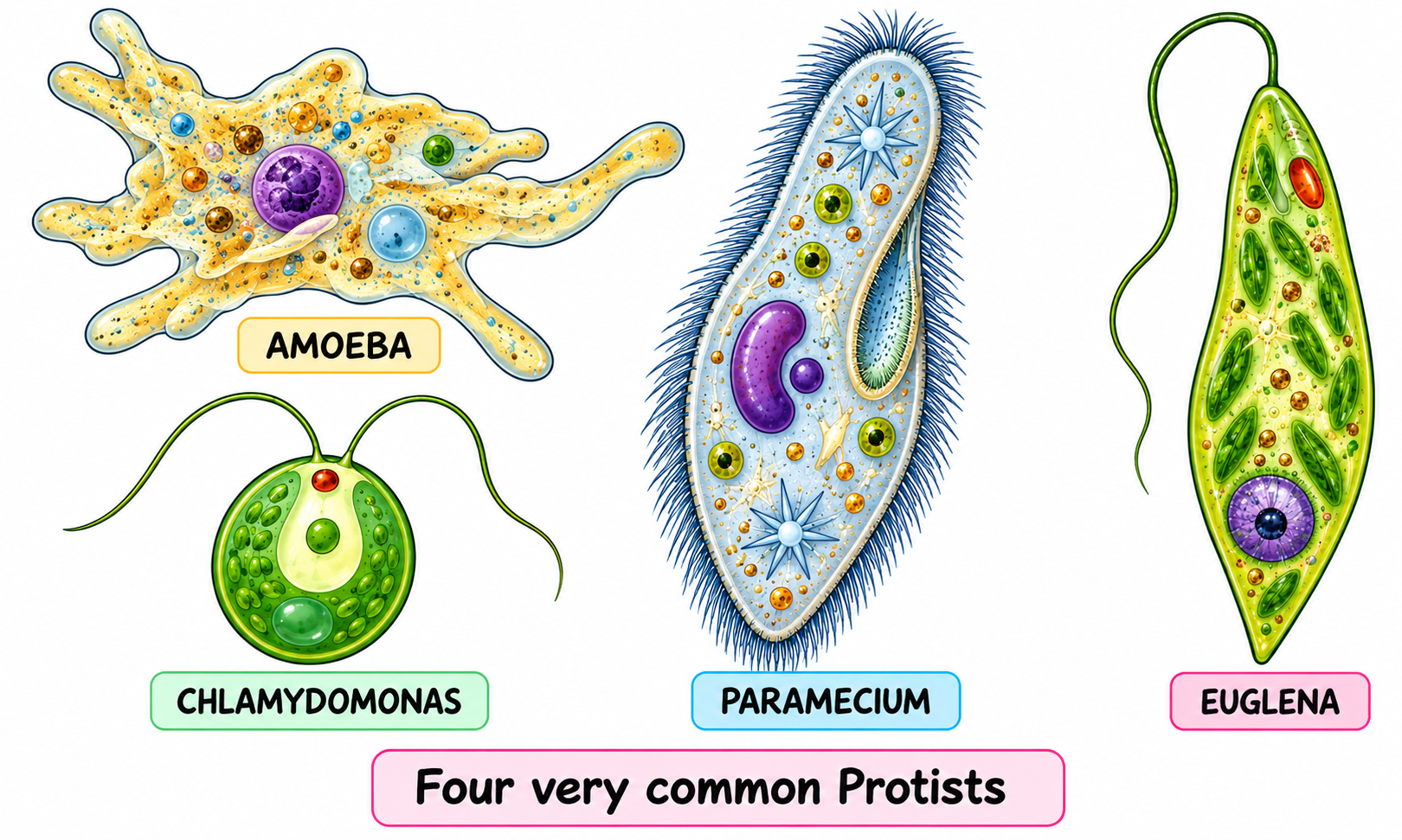 Fig. 8.4 — Four Very Common Protists